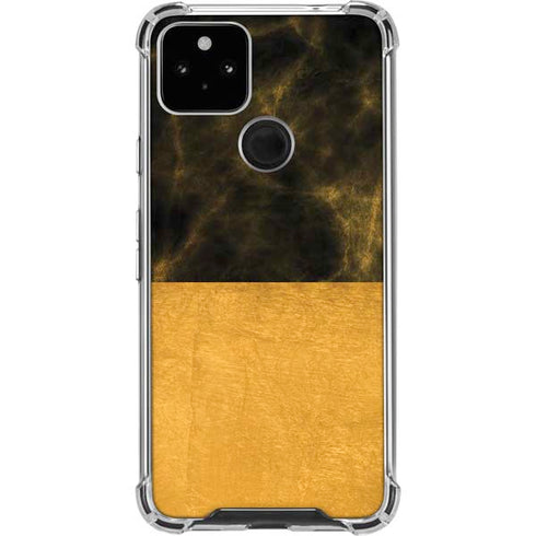 Black and Gold Split Marble Google Pixel 5a 5G Clear Case